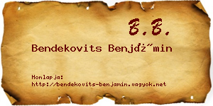 Bendekovits Benjámin névjegykártya