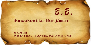 Bendekovits Benjámin névjegykártya