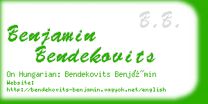 benjamin bendekovits business card